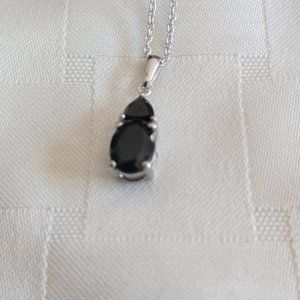 Australian Balck Tourmaline, Thai Balck Spinel Pendant on chain(20 inches)
